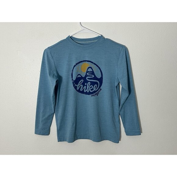 Patagonia Kids Long Sleeve T Shirt Hike Shirt Blue Size Medium (10) - Picture 1 of 11